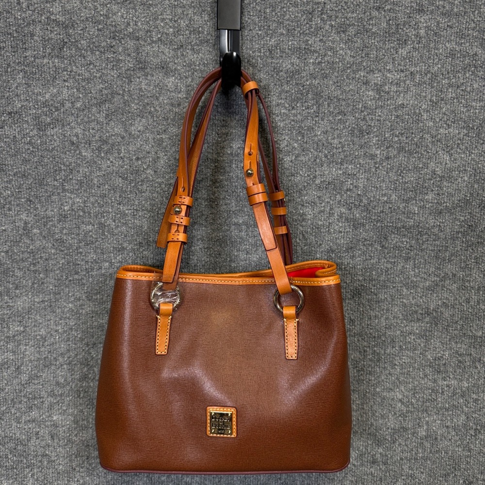 Dooney & Bourke Bag Small Briana Brown Tote Purse Shoulder Bag Leather Dust Bag